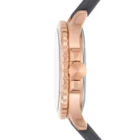 Montre en inox rose doré et cristal FB-01 avec bracelet en silicone ES5293
