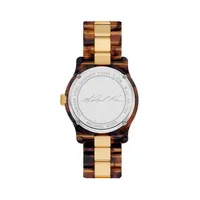 Runway Goldtone & Tortoise Acetate Bracelet Watch MK7354