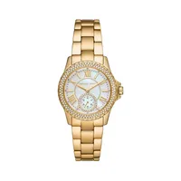 Everest Crystal & Goldtone Stainless Steel Bracelet Watch MK7363