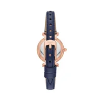 Carlie Rose Goldtone Stainless Steel, Glitz and Navy Litehide Leather Strap Watch ES5295