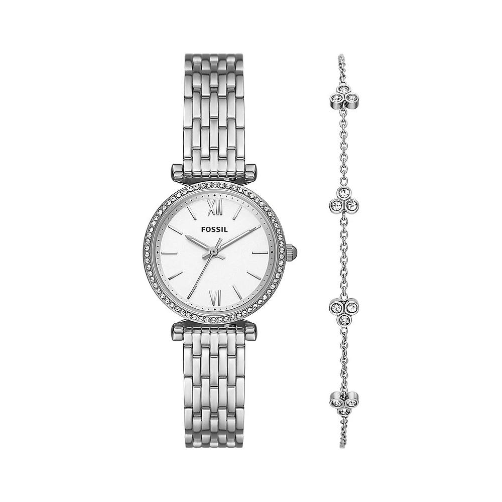 Carlie Stainless Steel Bracelet Watch & Bracelet 2-Piece Box Set ES5315SET