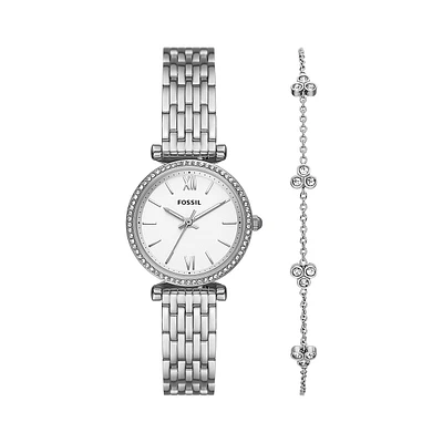 Carlie Stainless Steel Bracelet Watch & Bracelet 2-Piece Box Set ES5315SET