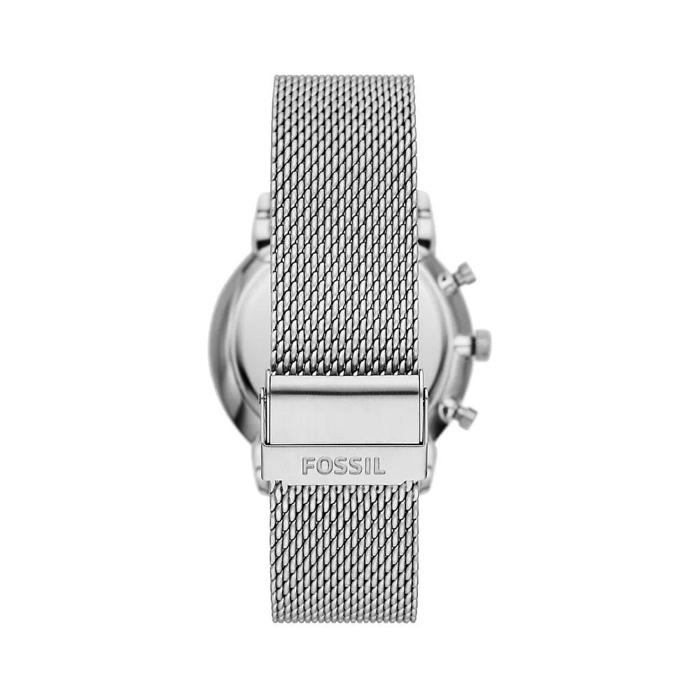 Neutra Stainless Steel Mesh Strap Chronograph Watch & Bracelet 2-Piece Box Set FS6020SET