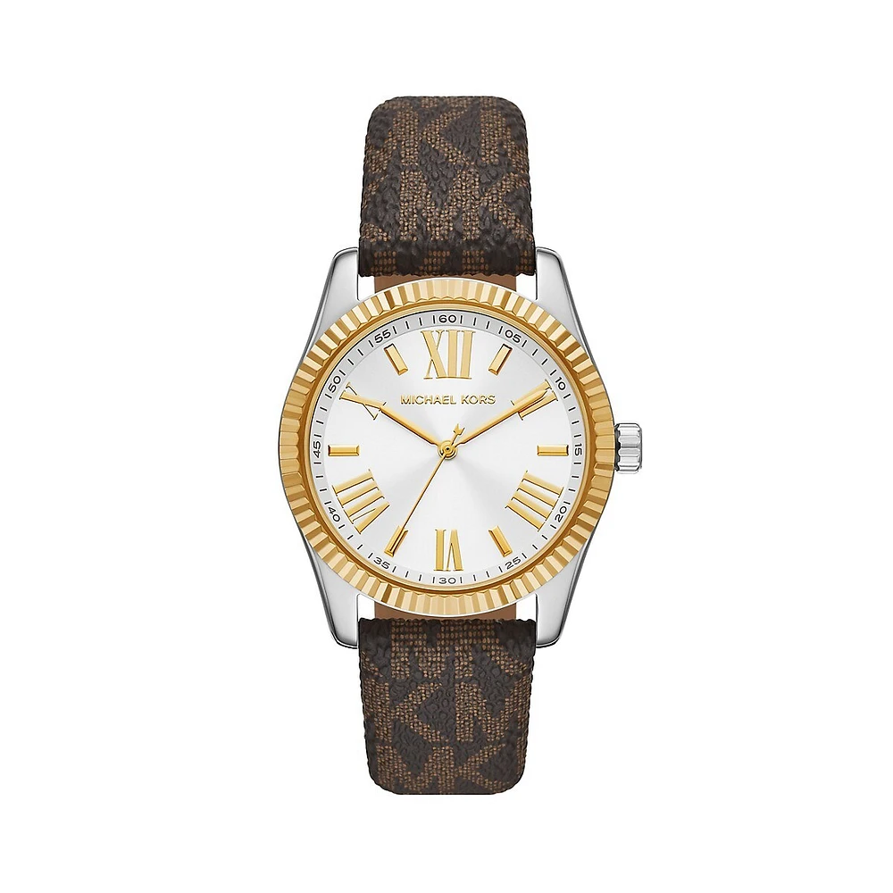Lexington Two-Tone Stainless Steel & Signature PVC Strap Watch MK4745
