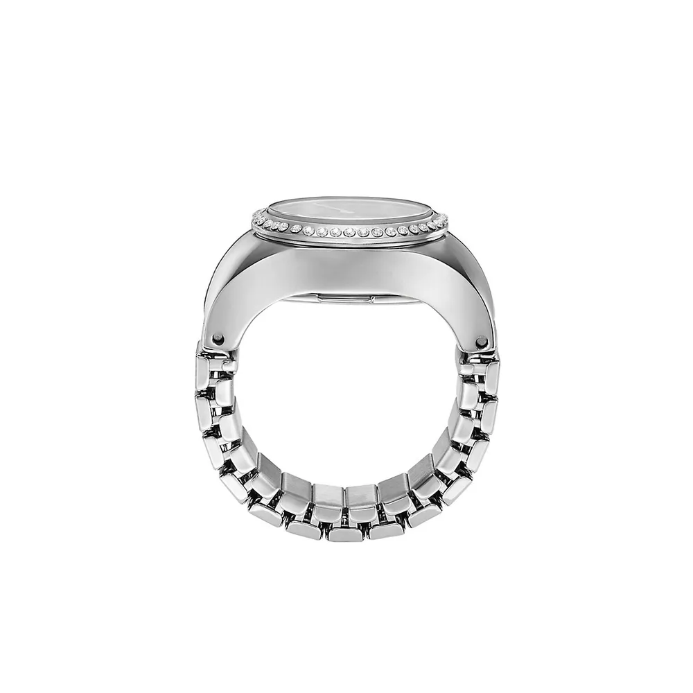 Stainless Steel & Crystal Watch Ring ES5321