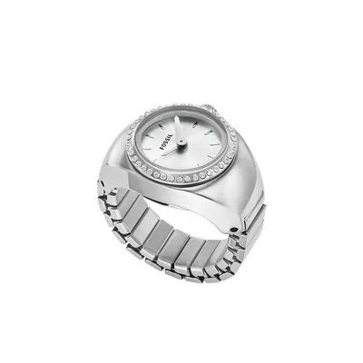 Stainless Steel & Crystal Watch Ring ES5321