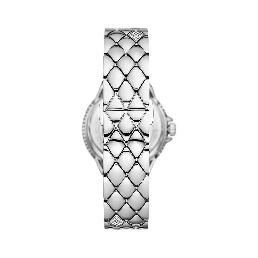 Camille Stainless Steel Quilted Pavé Bracelet Watch MK4804