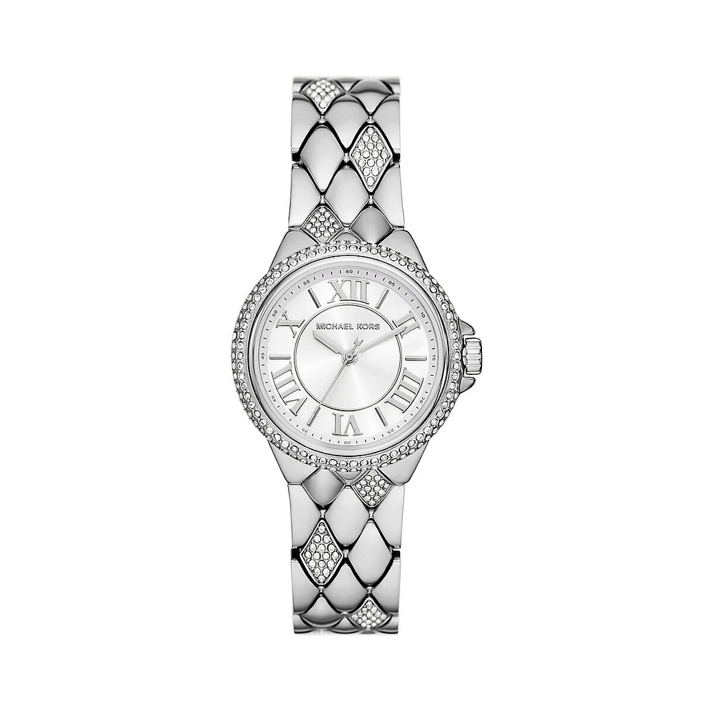 Camille Stainless Steel Quilted Pavé Bracelet Watch MK4804