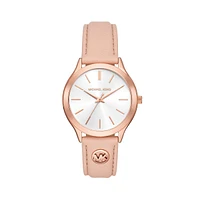 Slim Runway Blush Leather Strap Watch MK7467