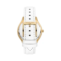 Slim Runway White Leather Strap Watch MK7466