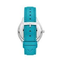 Slim Runway Santorini Blue Leather Strap Watch MK7470