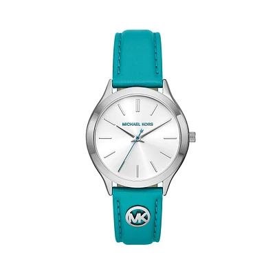 Slim Runway Santorini Blue Leather Watch MK7470