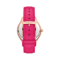 Slim Runway Deep Pink Leather Strap Watch MK7469