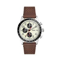 Sport Tourer Stainless Steel & Litehide Leather Strap Chronograph Watch FS6042