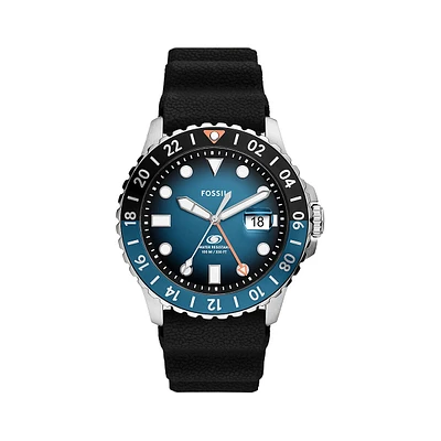 Blue GMT Stainless Steel & Silicone Strap Watch FS6049
