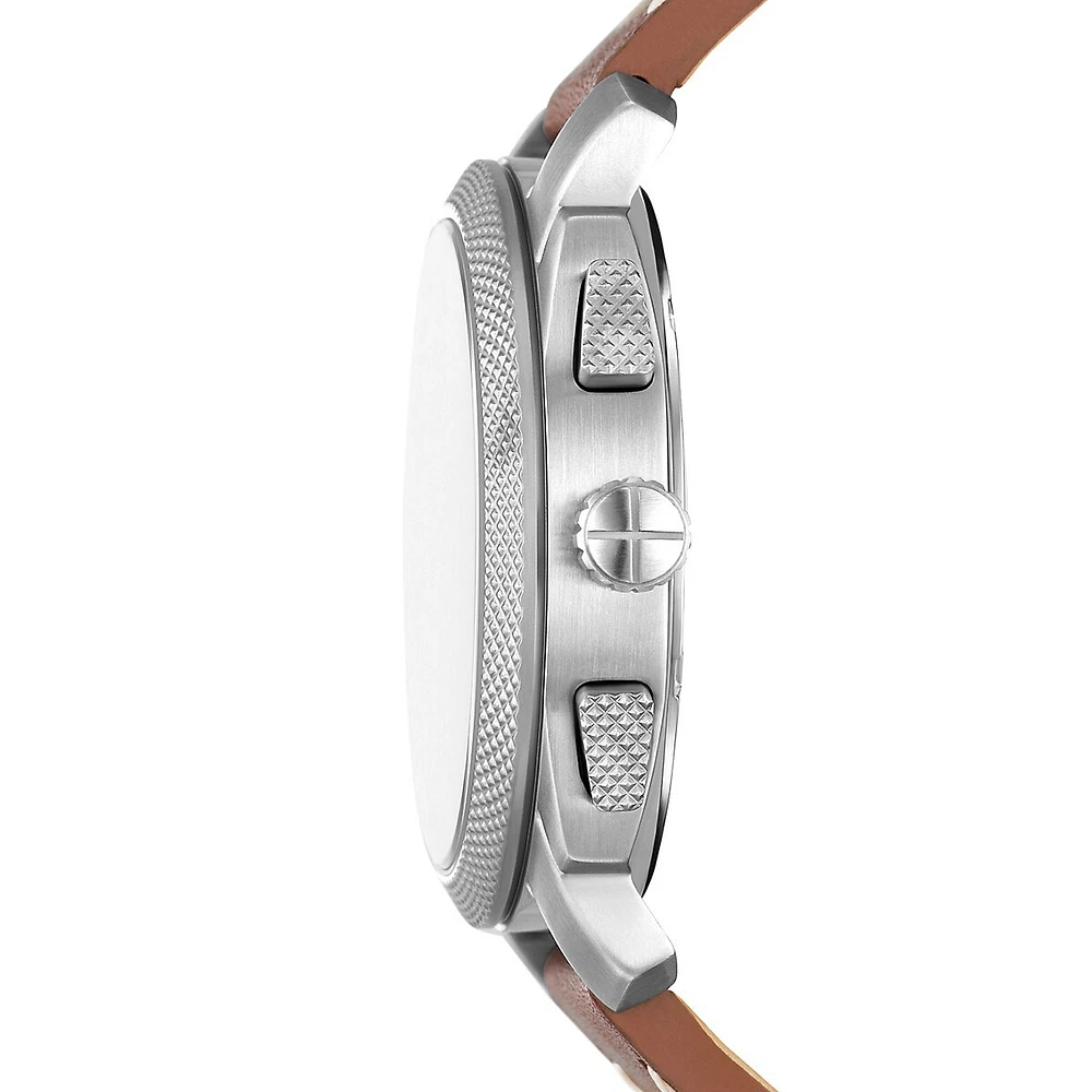 Machine Stainless Steel & Litehide Leather Strap Chronograph Watch FS6059