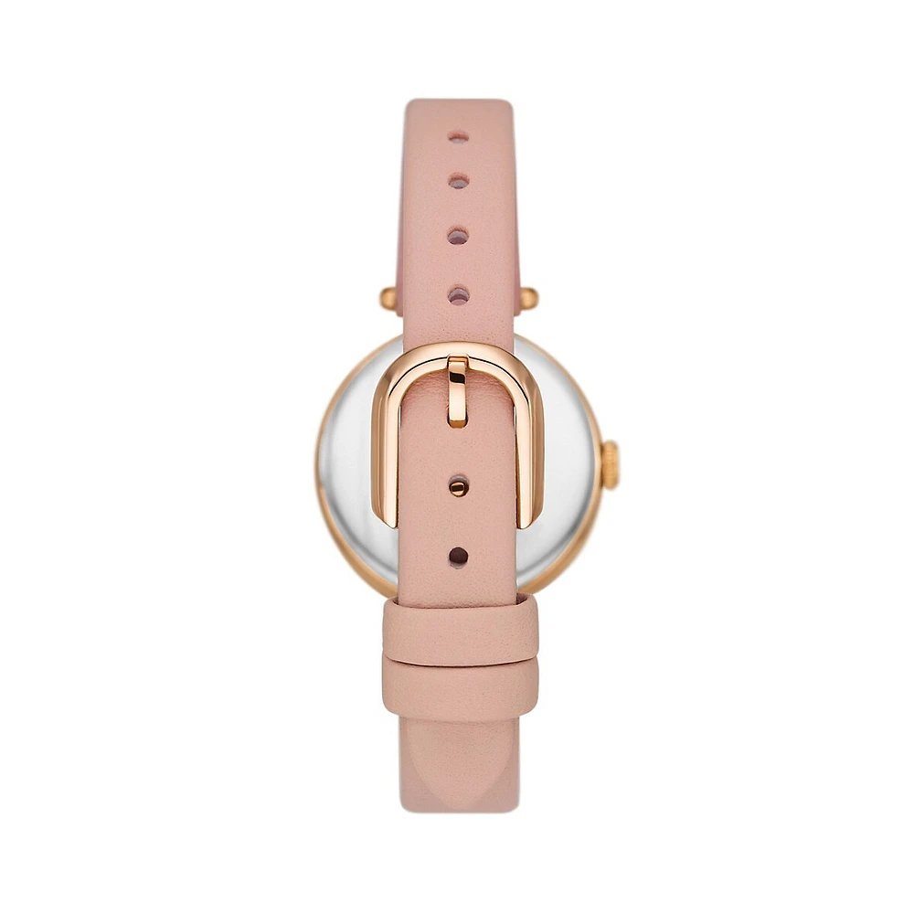 Holland Rose Goldtone Stainless Steel & Pink Leather Strap Watch KSW1825