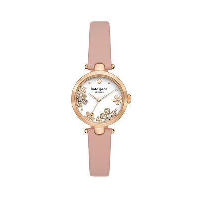 Holland Rose Goldtone Stainless Steel & Pink Leather Strap Watch KSW1825