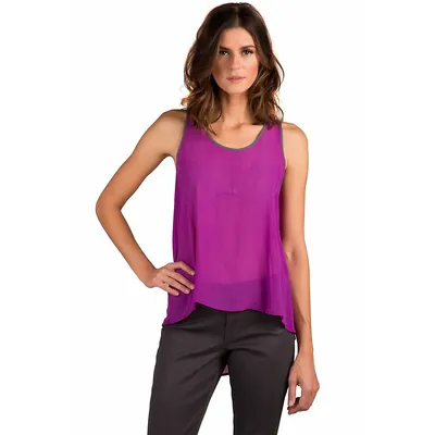 Modern Orchid 100% Silk Georgette High Low Tank Tops