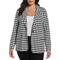 Plus Houndstooth Ponte Blazer