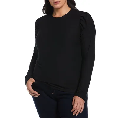 Plus Ruched-Sleeve Top