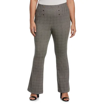 Plus Plaid Pull-On Trousers