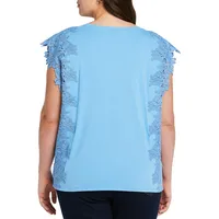 Plus Ella Sleeveless Lace-Trim Top