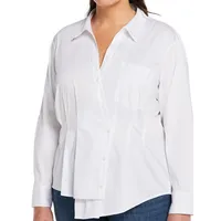 Plus Asymmetrical Wrap-Button Shirt