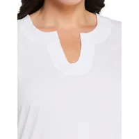 Plus Woven-Neck Jersey Top