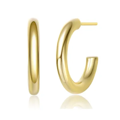 14k Yellow Gold Plated Open Hoop Earrings