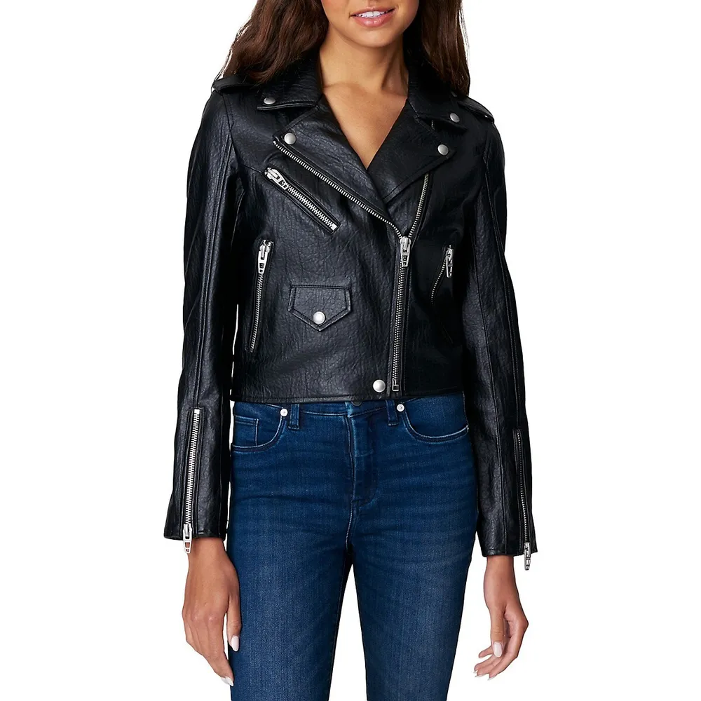 Morning Gram Vegan-Leather Crop Moto Jacket