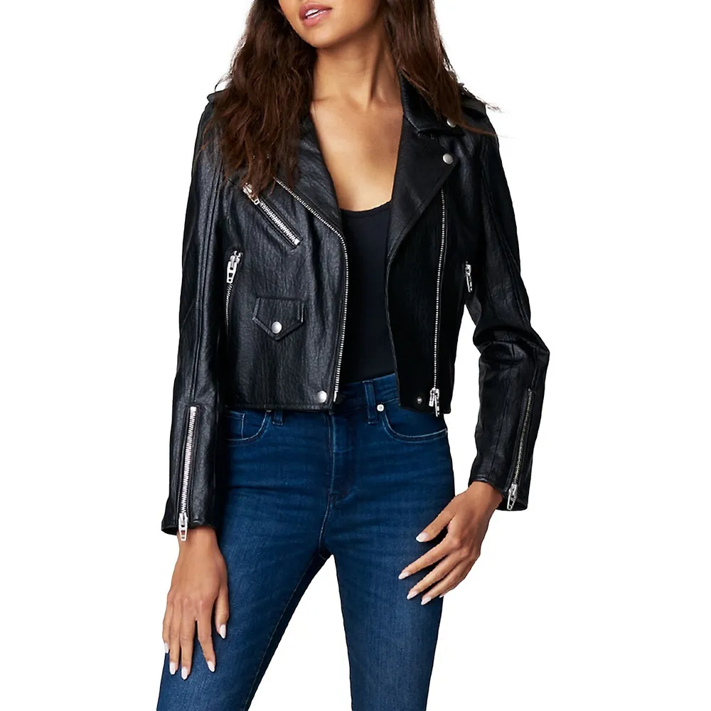 Morning Gram Vegan-Leather Crop Moto Jacket