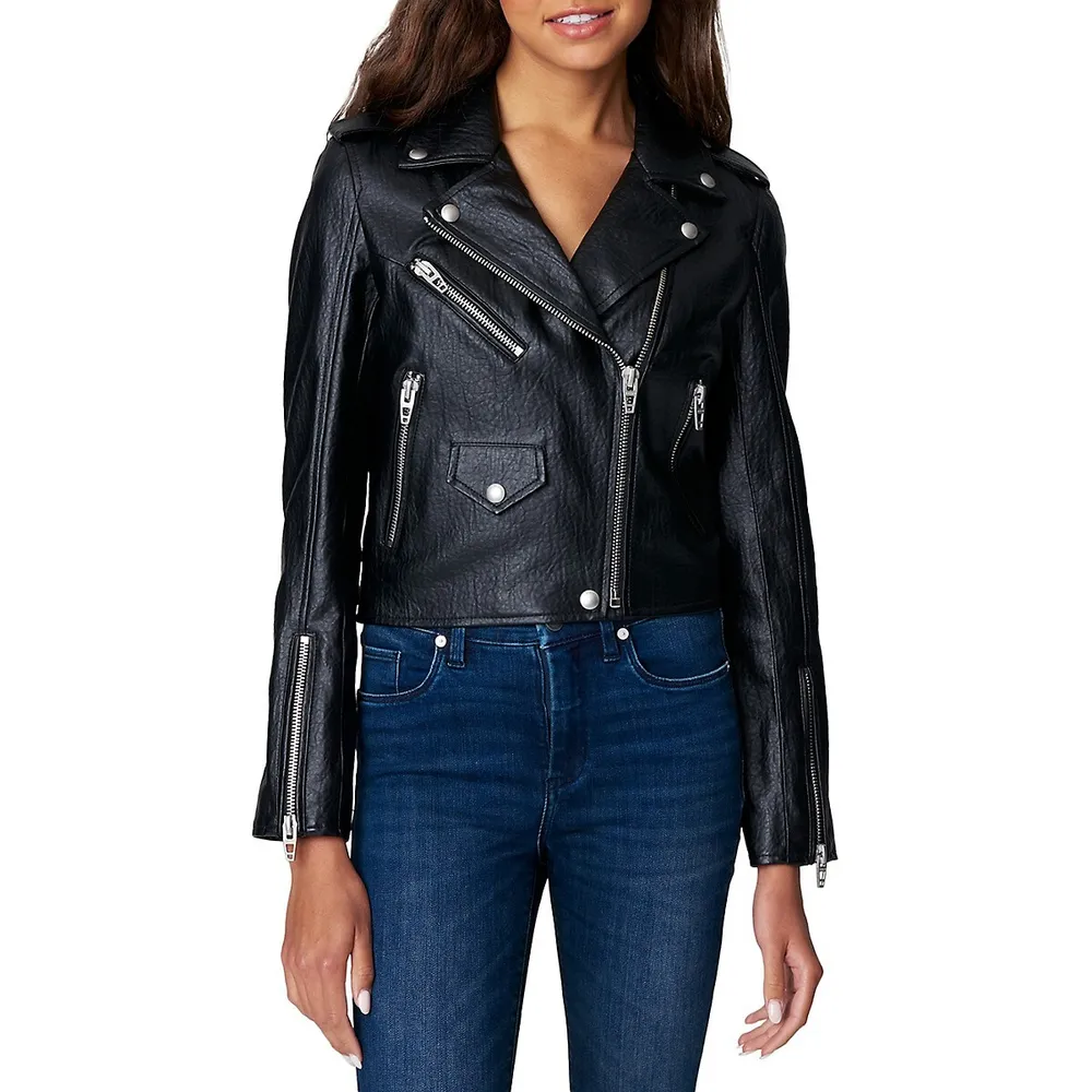 Morning Gram Vegan-Leather Crop Moto Jacket