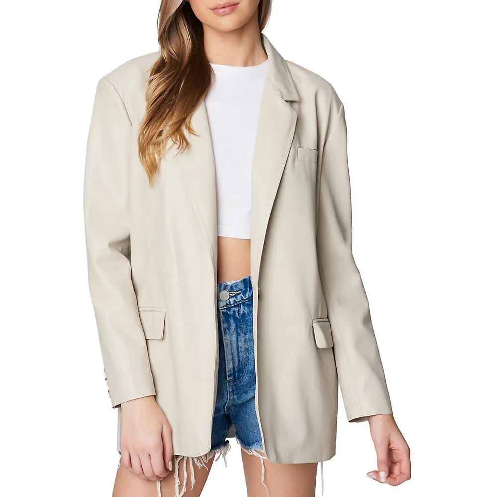 Bare Essential Oversized Faux-Leather Blazer