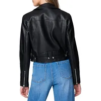 Hot Ticket Belted Faux-Leather Moto Jacket