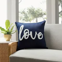 Love Cottage Icons Throw Pillow Linen Base With Polyester Insert- Set Of 2