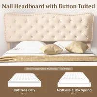 Full/queen Upholstered Platform Bed Frame Button-tufted Headboard Mattress Foundation