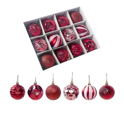 Christmas Ornaments Red 12 Pieces Set