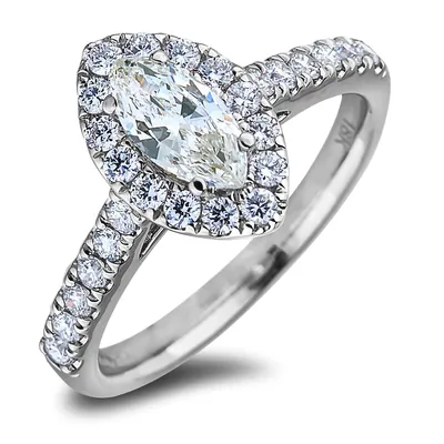 18k White Gold 1.07 Cttw Gia Certified Diamond Halo Style Ring