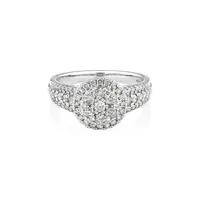 Halo Ring With 1 Carat Tw Of Diamonds 10kt White Gold