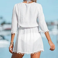 Women's Lace-up Tassel Cover-up Dress