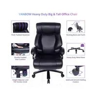 High Back Big & Tall 400lb Leather Office Chair Executive Desk Computer Task Swivel Chair- Heavy Duty Metal Base, Adjustable Tilt Angle, Thick Padding And Ergonomic Design