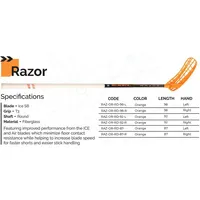 Floorball Stick Razor Series - Round Fiberglass Shaft