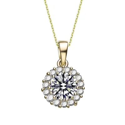 Sterling Silver With Colored Cubic Zirconia 11mm Round Pendant Necklace