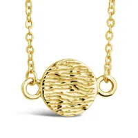 14k Gold Textured Circle Pendant Necklace