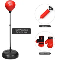 Boxing Punching Bag W/height Adjustable Stand Boxing Gloves