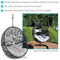 Jackson Hanging Egg Chair - Resin Wicker - Cushions
