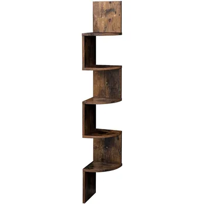 5-tier Floating Wall Shelf With Zigzag Design