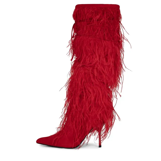 Jeffrey Campbell Fluffy yeti knee boot in black