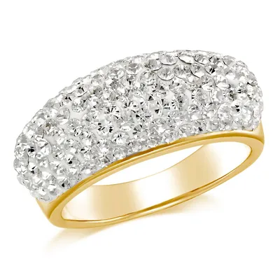 Sterling Silver Gold Plated White Crystal Dome Ring